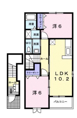 SUNLIT I(2LDK/2階)の間取り写真