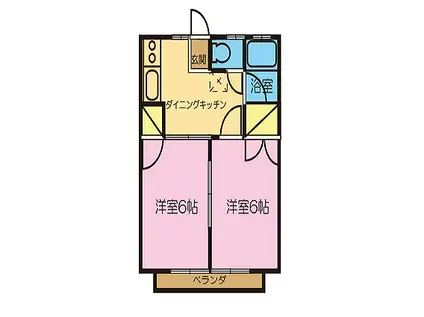 ヨコザワヒルズA(2DK/1階)の間取り写真