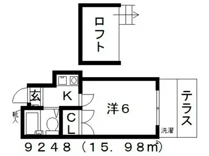 フォレストハイツ藤井寺(1K/1階)の間取り写真