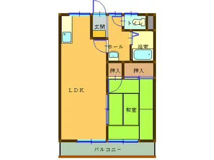 ハイツウィステリア1号棟(1LDK/1階)の間取り写真