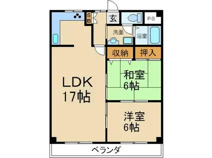 第2クラウンマンション(2LDK/6階)の間取り写真