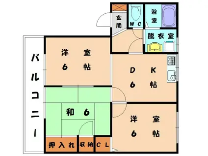 ハミング富士(3DK/2階)の間取り写真