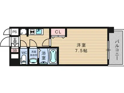 レインボーコート南堀江(1K/12階)の間取り写真