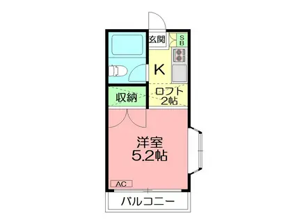 カレッジコーポ吉田(1K/2階)の間取り写真