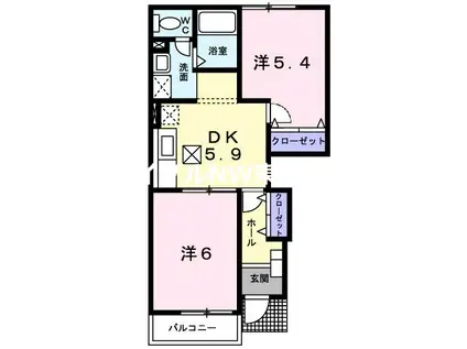 メゾン・ラフィーネ(2DK/1階)の間取り写真