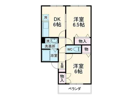 ファミーユ辰巳C棟D棟(2DK/2階)の間取り写真