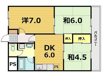 シャトー音羽(3DK/3階)の間取り写真