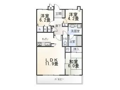 パクスフォーレ(3LDK/4階)の間取り写真