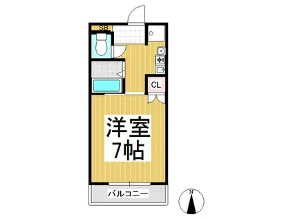 サンハイツ徳間(1K/3階)の間取り写真