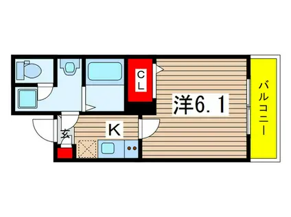 LEBEN GLANZ(1K/2階)の間取り写真