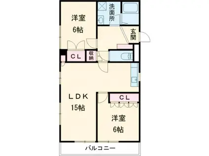 カーサ・ピッコラ高崎(2LDK/3階)の間取り写真