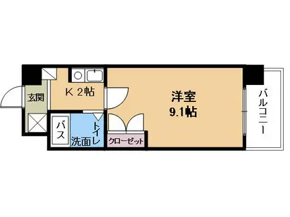 サンクリエートハヤシ壹號舘(1K/4階)の間取り写真