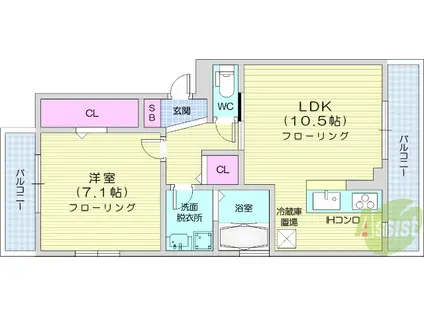 コンフォール桜木(1LDK/2階)の間取り写真