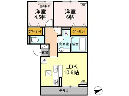 グランディオ(2LDK/1階)の間取り写真