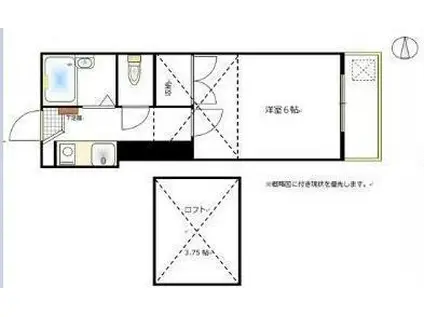 大安寺第1AP(1K/2階)の間取り写真