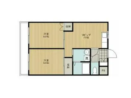 上島やよいマンション(2DK/3階)の間取り写真