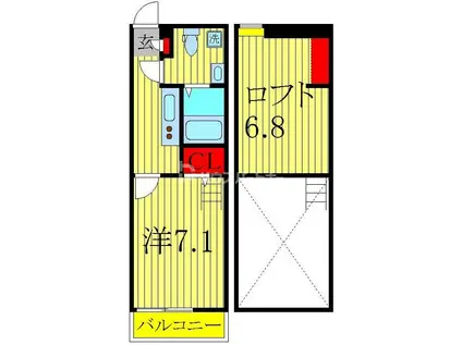 KRSレジデンス南柏(1K/1階)の間取り写真