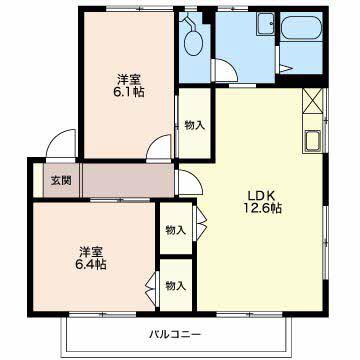 フレグランスアイデイルB S(2LDK/2階)の間取り写真