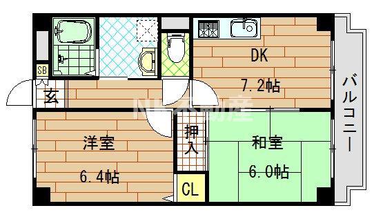 エクシング金岡(2DK/3階)の間取り写真