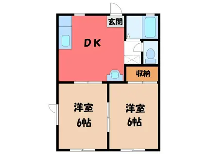 ヴィラリエゾンC(2DK/1階)の間取り写真