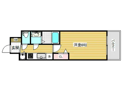 プレサンス神戸ティアラ(1K/6階)の間取り写真