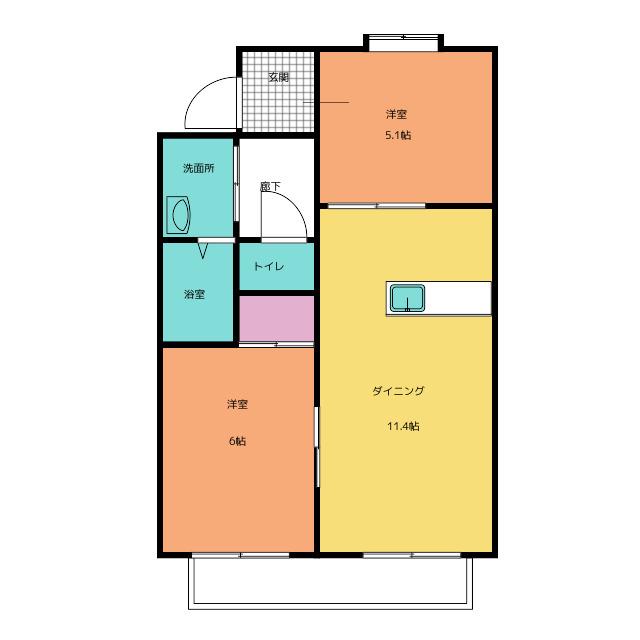 Mハイツ(2LDK/2階)の間取り写真
