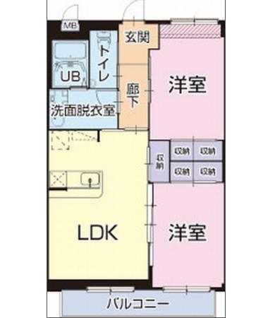 ぐりーんはうす(2LDK/2階)の間取り写真