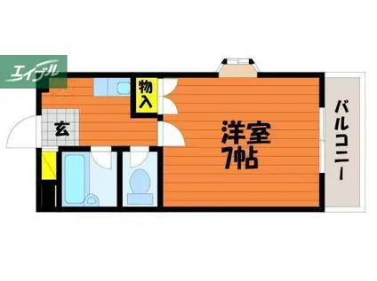 ウエストヒルズ(1K/2階)の間取り写真