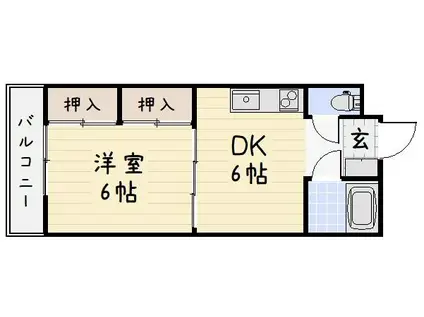 J-フィールド(1DK/7階)の間取り写真