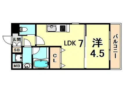 プレジオ西宮(1LDK/4階)の間取り写真