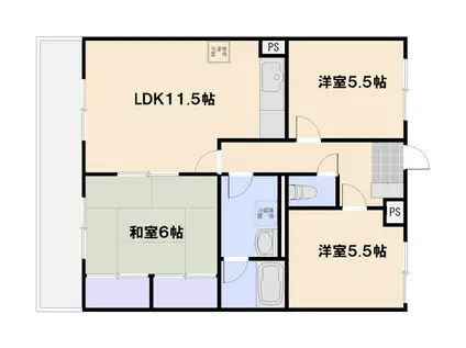 ヴィラ平林II(3LDK/2階)の間取り写真