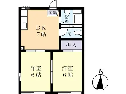 グリーンヒル(2DK/1階)の間取り写真