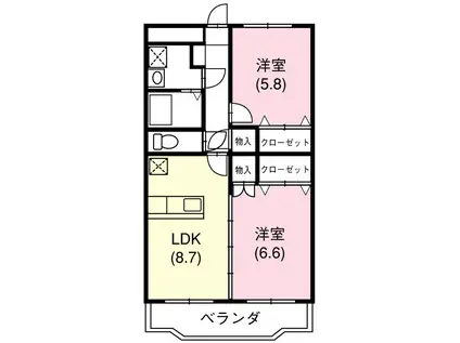 ラフィネ(2LDK/3階)の間取り写真