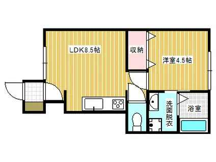 イーリッチテラス関屋本村(1LDK/1階)の間取り写真