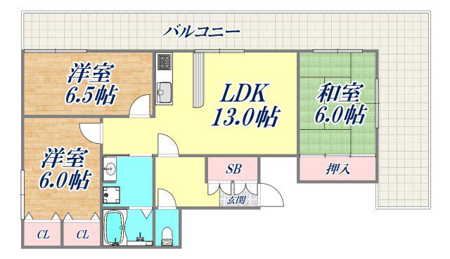 ハーバー宮本(3LDK/4階)の間取り写真