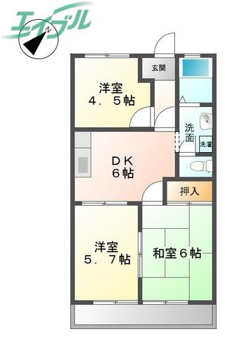 ノーブルタウン(3DK/2階)の間取り写真