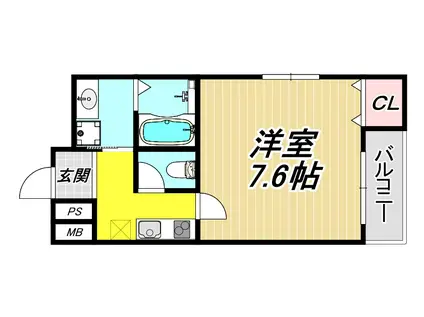 フジパレス塚口東V番館(1K/1階)の間取り写真