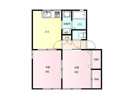 シャン・ド・フルール(2DK/1階)の間取り写真