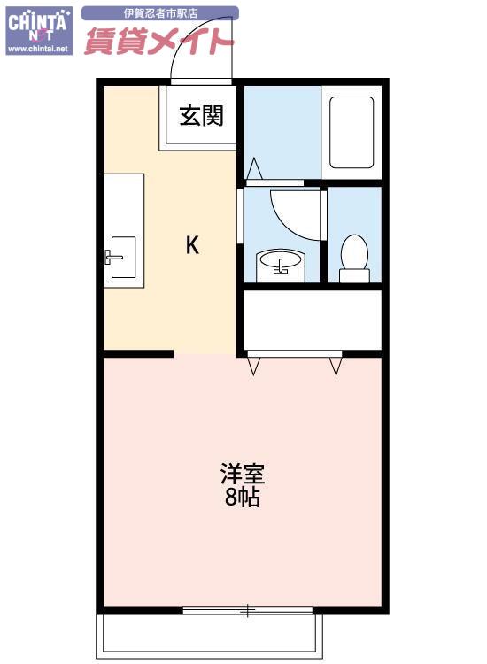 ディアコートみやびIII(1K/2階)の間取り写真