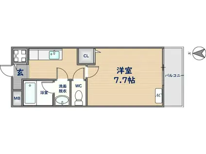 レジデンス 石切(1K/2階)の間取り写真