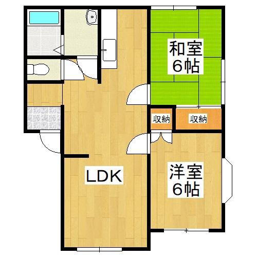 瑞穂の里C(2LDK/1階)の間取り写真
