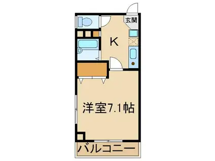 フルリール(1K/2階)の間取り写真