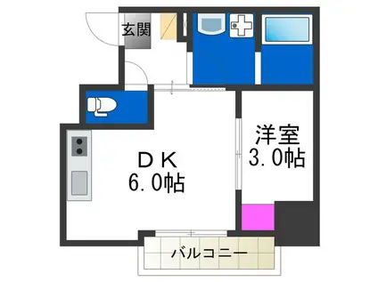 SOAR SHINIMAMIYA(1DK/3階)の間取り写真