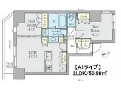 クレストコート上野(2LDK/8階)の間取り写真