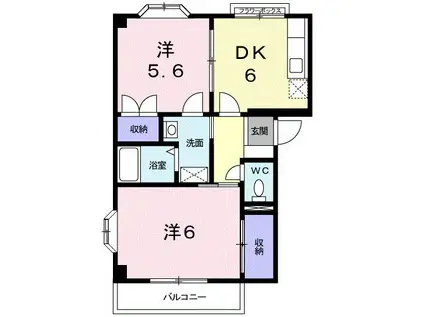 ハイツパークサイドIII(2DK/2階)の間取り写真