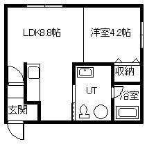 エルムハイツ(1LDK/1階)の間取り写真
