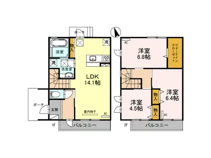 ウィル・ハイム(3LDK/2階)の間取り写真