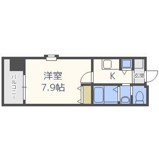 クラウンハイム北心斎橋フラワーコート(1K/9階)の間取り写真
