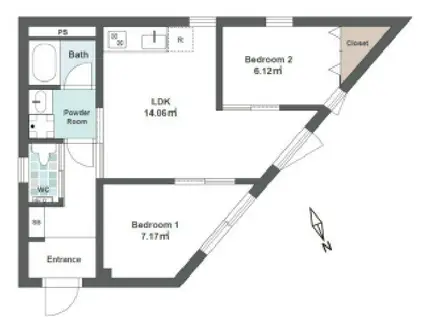 アクロス・シティ東日本橋(2LDK/5階)の間取り写真