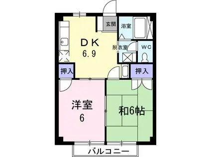 ニューシティサワハタ(2DK/2階)の間取り写真